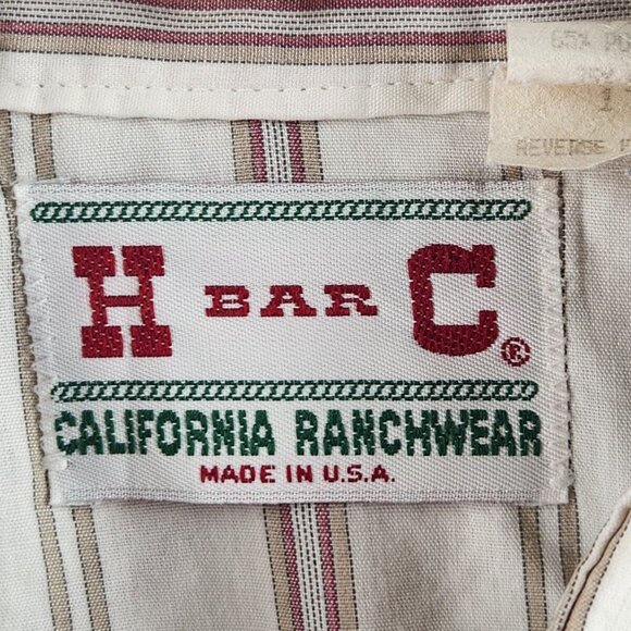 H Bar C Ranchwear Arco 1018 USA Western Pearl Snap Short Sleeve Striped Size 17 - Picture 9 of 16